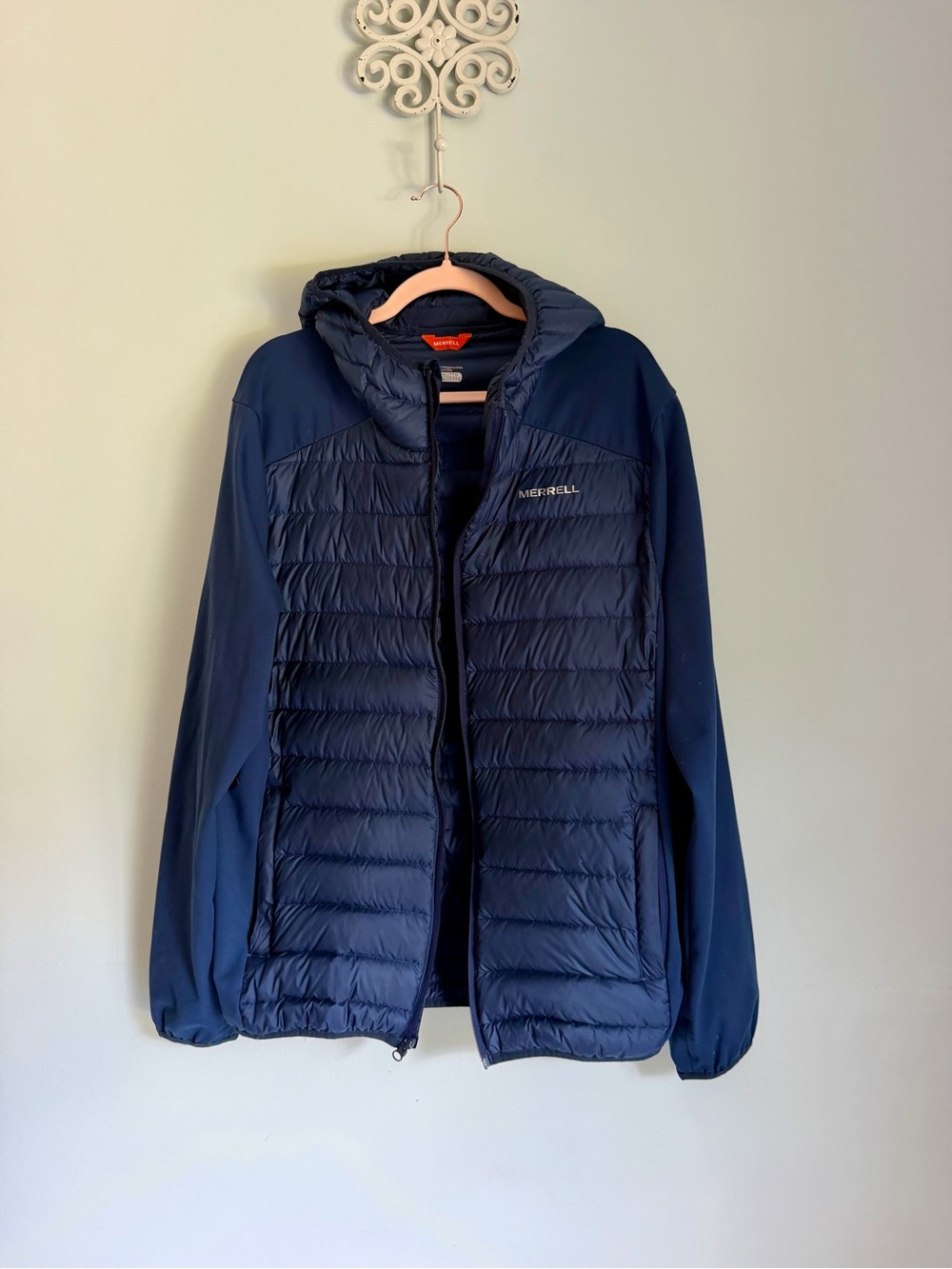 Merrell Men's Navy Hooded Quilted Down filled Jacket